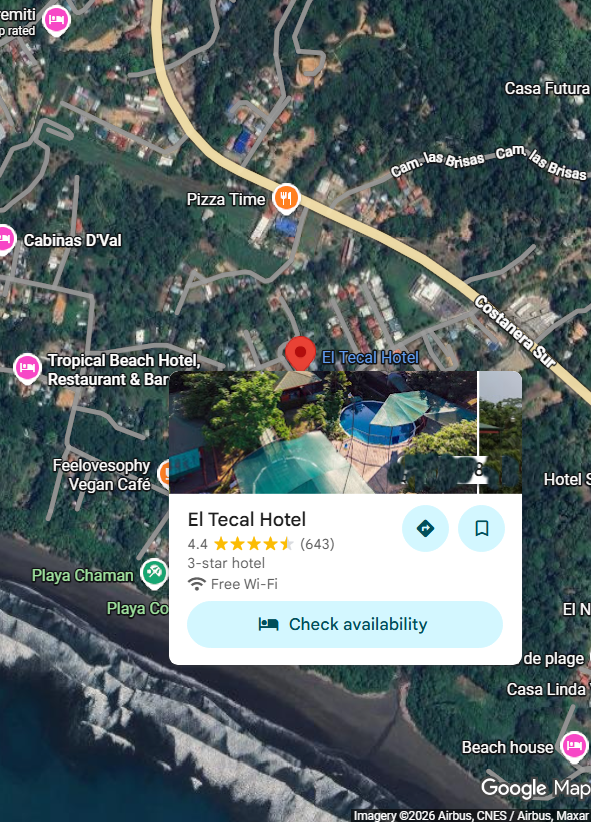 El Tecal Hotel Uvita map